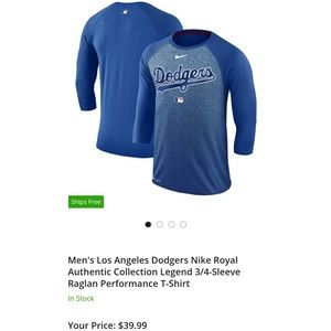 XL Dodgers Royal Authentic Collection Nike Raglan
